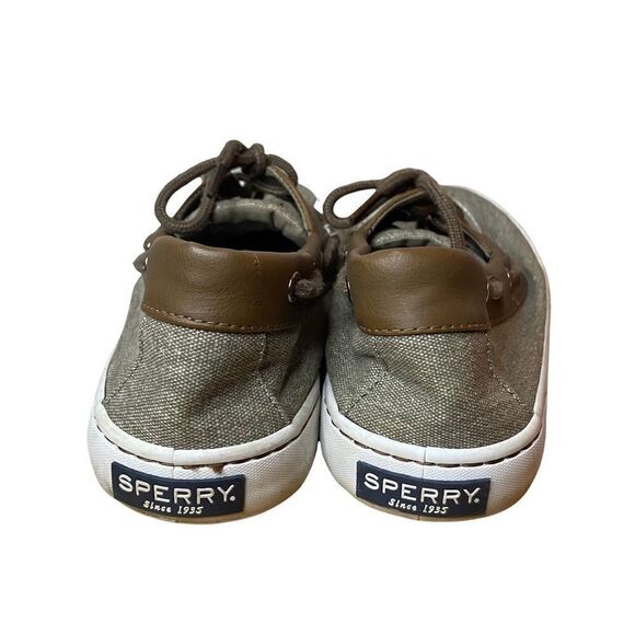 Sperry Mens Cutter 2 Boat Shoes Size 10 Eye Lace Up Canvas Brown Beige - Picture 5 of 7